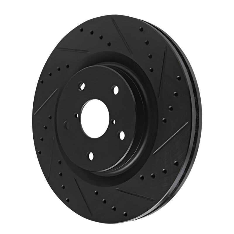 Subaru Crosstrek Brake Rotor (1) - Front Right - R1 Concepts - Drilled & Slotted - Black - `20-`25